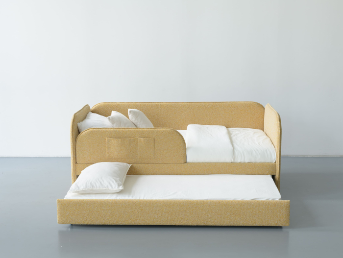 Pat pentru copii tapitat Todi A, sertar pentru depozitare, picioare plastic 3cm, stil contemporan, personalizabil [10]