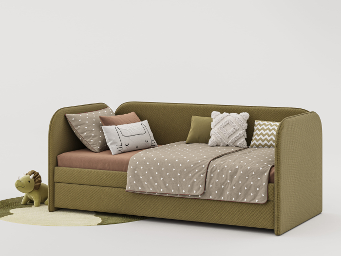 Pat pentru copii tapitat Todi A, sertar pentru depozitare, picioare plastic 3cm, stil contemporan, personalizabil [8]