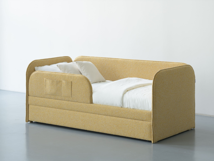 Pat pentru copii tapitat Todi A, sertar pentru depozitare, picioare plastic 3cm, stil contemporan, personalizabil [15]