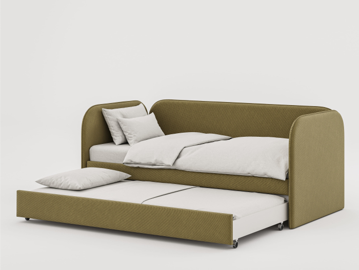 Pat pentru copii tapitat Todi A, sertar pentru depozitare, picioare plastic 3cm, stil contemporan, personalizabil [4]