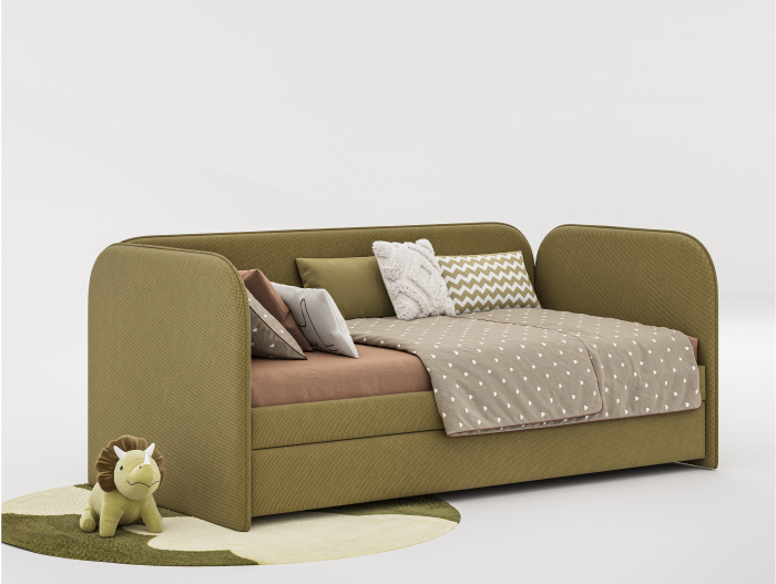 Pat pentru copii tapitat Todi A, sertar pentru depozitare, picioare plastic 3cm, stil contemporan, personalizabil [3]