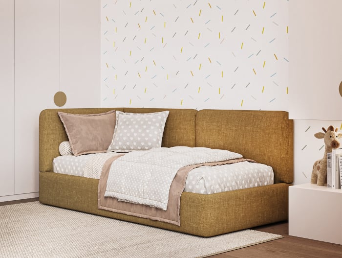 Pat pentru copii tapitat Trento 2, lada depozitare, picioare plastic 3cm, stil contemporan, personalizabil [5]