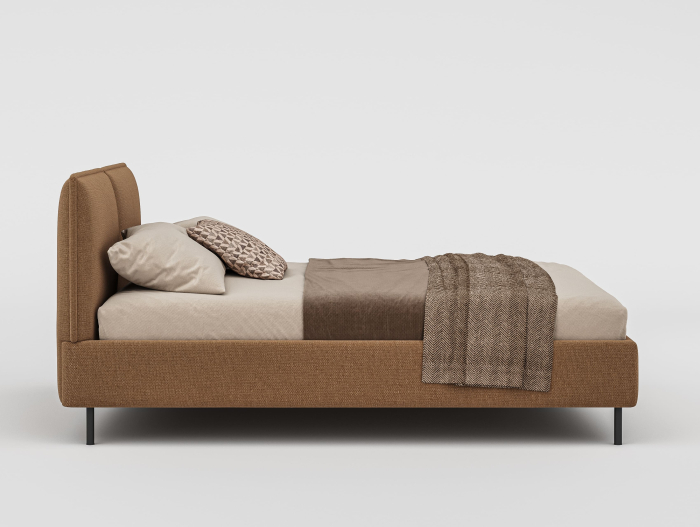 Pat tapitat Alba 1 cu tablie inalta, lada depozitare, somiera metalica, picioare metalice 10cm, laterale dehusabile, stil modern, personalizabil [4]