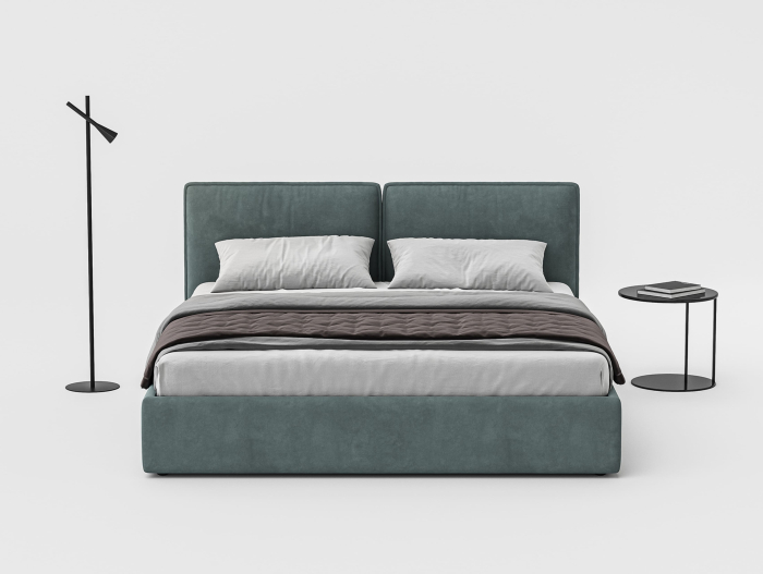 Pat tapitat Alba 2 cu tablie inalta, lada depozitare, somiera metalica, picioare metalice 11cm, laterale dehusabile, stil modern, personalizabil [2]