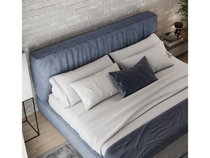 Pat tapitat Bern 1 cu tablie inalta, lada depozitare, somiera metalica, picioare metalice 11cm, laterale dehusabile, stil modern, personalizabil [14]