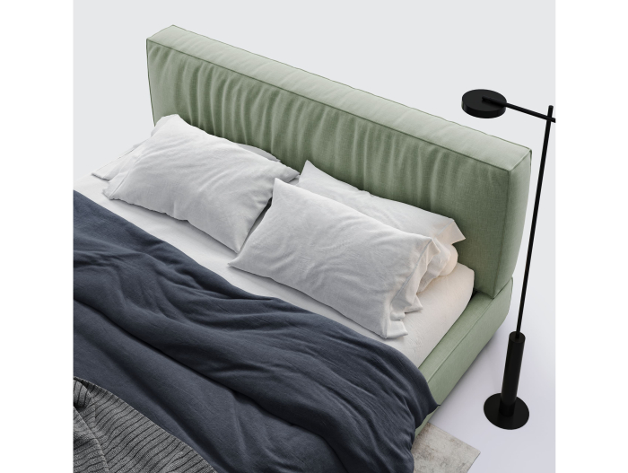 Pat tapitat Bern 1 cu tablie inalta, lada depozitare, somiera metalica, picioare metalice 11cm, laterale dehusabile, stil modern, personalizabil [5]