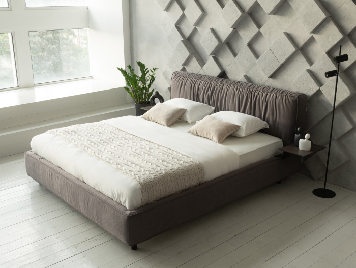 Pat tapitat Bern 1 cu tablie inalta, lada depozitare, somiera metalica, picioare metalice 11cm, laterale dehusabile, stil modern, personalizabil [20]