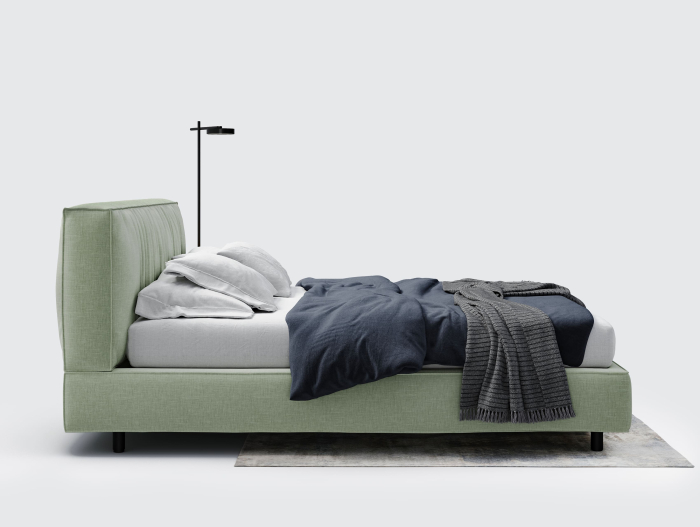 Pat tapitat Bern 1 cu tablie inalta, lada depozitare, somiera metalica, picioare metalice 11cm, laterale dehusabile, stil modern, personalizabil [4]