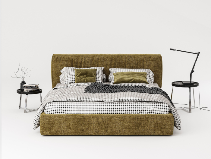 Pat tapitat Bern 2 cu tablie inalta, lada depozitare, somiera metalica, picioare metalice 11cm, laterale dehusabile, stil modern, personalizabil [4]