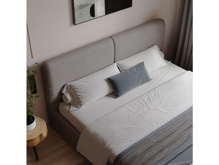 Pat tapitat Catania 2 cu tablie inalta ajustabila, lada depozitare, somiera metalica, picioare plastic 3cm, laterale dehusabile, stil modern, personalizabil [8]