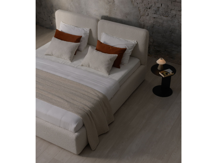 Pat tapitat Elim 2 cu tablie inalta capitonata, lada depozitare, somiera metalica, picioare plastic 3cm, laterale dehusabile, stil modern, personalizabil [28]