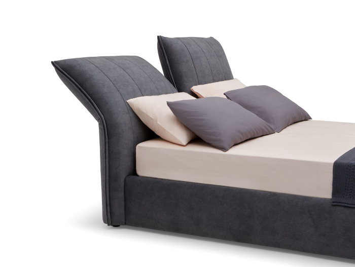 Pat tapitat Ferro cu tablie inalta ajustabila, lada depozitare, somiera metalica, picioare plastic 2cm, stil contemporan, personalizabil [9]