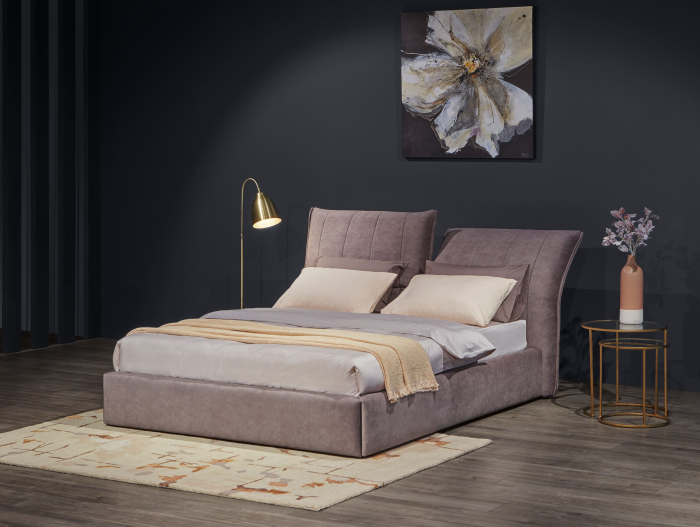 Pat tapitat Ferro cu tablie inalta ajustabila, lada depozitare, somiera metalica, picioare plastic 2cm, stil contemporan, personalizabil [3]