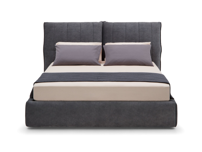 Pat tapitat Ferro cu tablie inalta ajustabila, lada depozitare, somiera metalica, picioare plastic 2cm, stil contemporan, personalizabil [7]