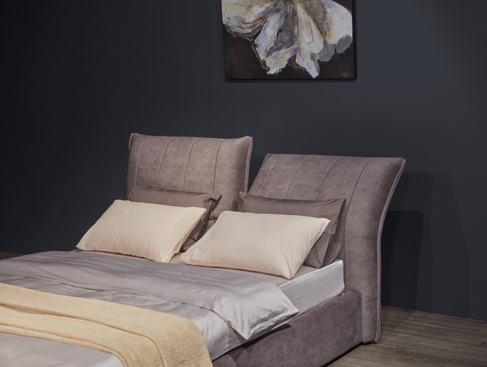 Pat tapitat Ferro cu tablie inalta ajustabila, lada depozitare, somiera metalica, picioare plastic 2cm, stil contemporan, personalizabil [5]