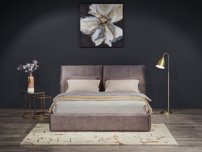 Pat tapitat Ferro cu tablie inalta ajustabila, lada depozitare, somiera metalica, picioare plastic 2cm, stil contemporan, personalizabil [4]