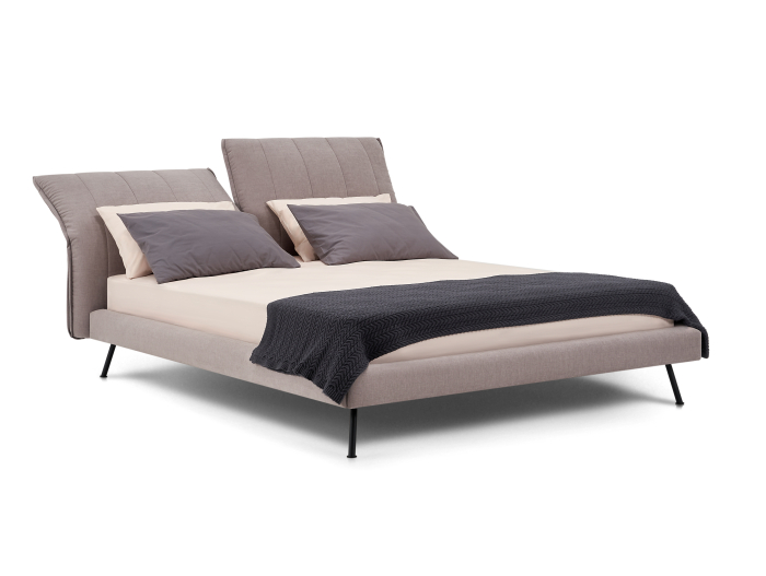 Pat tapitat Ferro Light cu tablie inalta ajustabila, somiera metalica, picioare metalice 18cm, laterale dehusabile, stil contemporan, personalizabil [6]