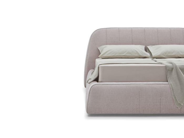 Pat tapitat Hanni cu tablie inalta capitonata, lada depozitare, somiera metalica, picioare plastic 2cm, stil contemporan, personalizabil [11]