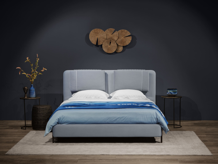 Pat tapitat Larry cu tablie inalta capitonata, somiera metalica, picioare metalice 13cm, laterale dehusabile, stil contemporan, personalizabil [10]