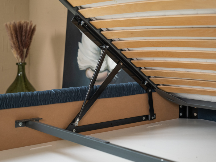 Pat tapitat Marsala cu tablie inalta matlasata, lada depozitare, somiera metalica, picioare metalice 15cm, laterale dehusabile, stil modern, personalizabil [5]