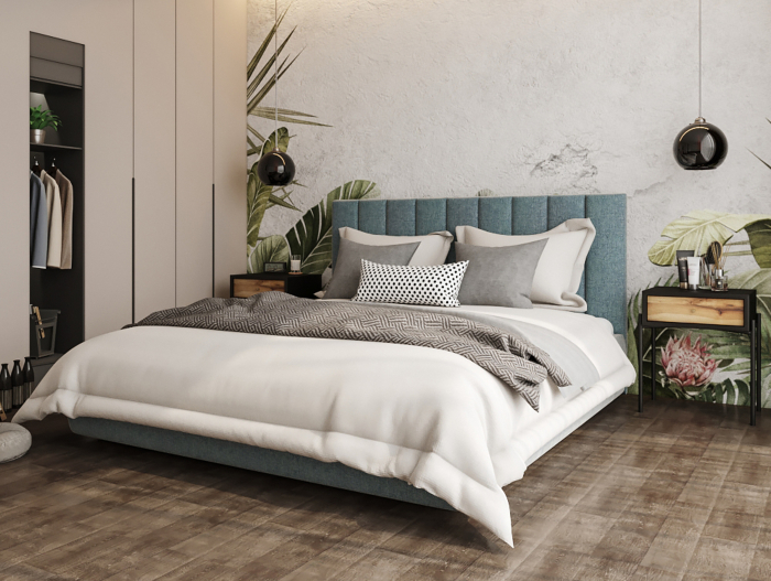 Pat tapitat Marsel cu tablie inalta, lada depozitare, somiera metalica, picioare plastic 3cm, laterale dehusabile, stil contemporan, personalizabil [8]