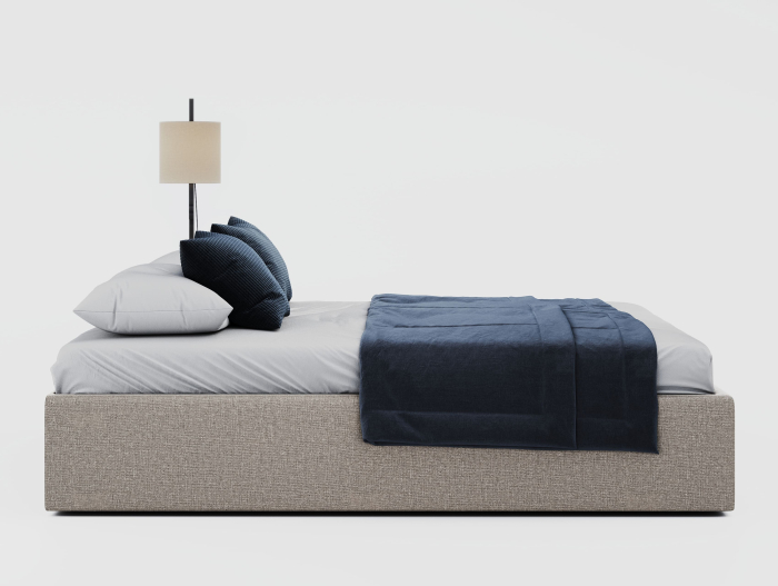 Pat tapitat minimalist Napoli, lada depozitare, somiera metalica, picioare plastic 3cm, laterale dehusabile, personalizabil [4]