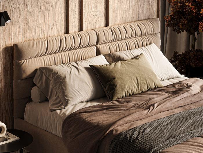 Pat tapitat Narni 1 cu tablie inalta, lada depozitare, somiera metalica, picioare metalice 10cm, laterale dehusabile, stil modern, personalizabil [10]