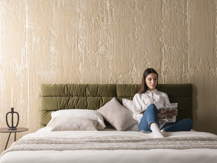 Pat tapitat Narni 1 cu tablie inalta, lada depozitare, somiera metalica, picioare metalice 10cm, laterale dehusabile, stil modern, personalizabil [19]