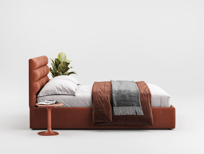 Pat tapitat Narni 2 cu tablie inalta, lada depozitare, somiera metalica, picioare metalice 11cm, laterale dehusabile, stil modern, personalizabil [5]