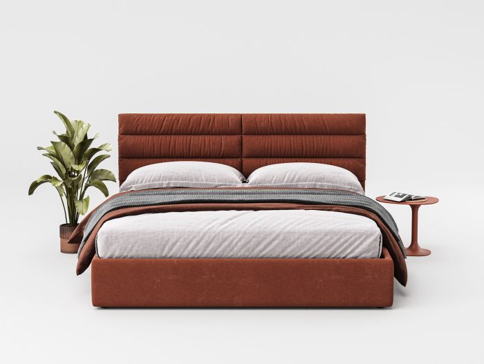 Pat tapitat Narni 2 cu tablie inalta, lada depozitare, somiera metalica, picioare metalice 11cm, laterale dehusabile, stil modern, personalizabil [4]