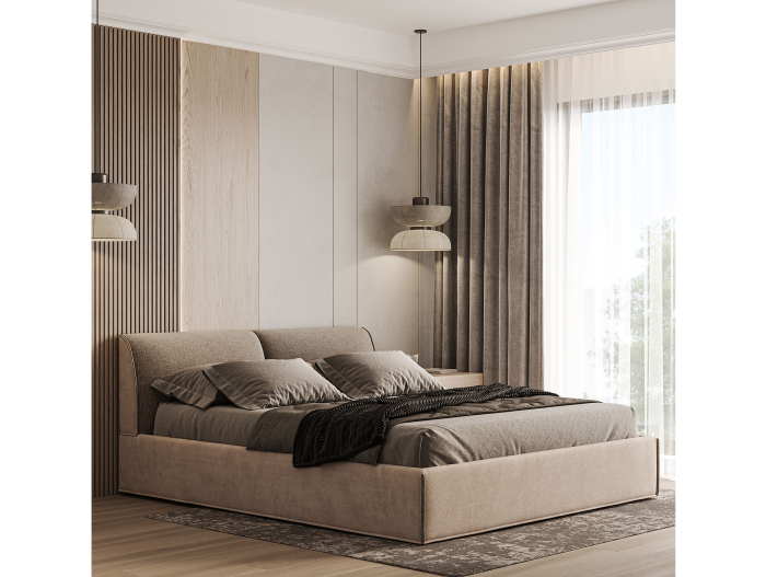 Pat tapitat Novara cu tablie inalta, lada depozitare, somiera metalica, picioare metalice 11cm, laterale dehusabile, stil modern, personalizabil [20]