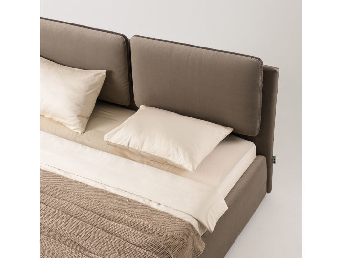 Pat tapitat Nuit cu tablie inalta capitonata, lada depozitare, somiera metalica, picioare lemn 4cm, laterale dehusabile, stil modern, personalizabil [11]