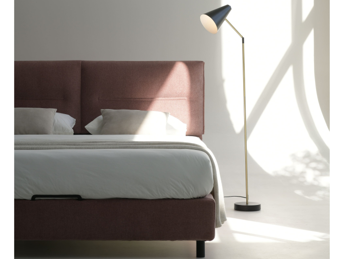 Pat tapitat Salerno cu tablie inalta, lada depozitare, somiera metalica, picioare metalice 10cm, laterale dehusabile, stil modern, personalizabil [19]