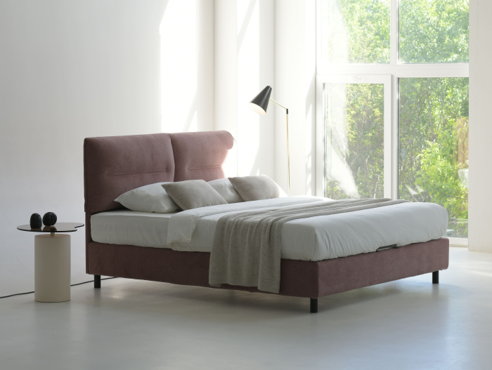 Pat tapitat Salerno cu tablie inalta, lada depozitare, somiera metalica, picioare metalice 10cm, laterale dehusabile, stil modern, personalizabil [12]