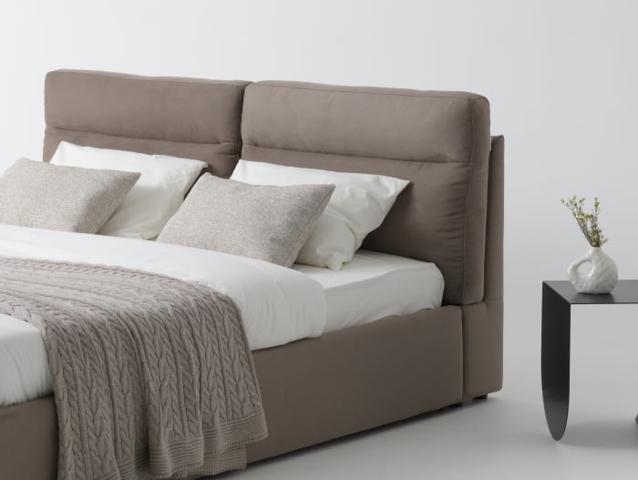 Pat tapitat Vancouver cu tablie inalta ultra-comfortabila, lada depozitare, somiera metalica, picioare plastic 3cm, laterale dehusabile, stil contemporan, personalizabil [30]