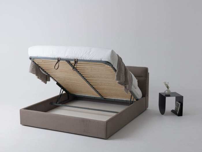 Pat tapitat Vancouver cu tablie inalta ultra-comfortabila, lada depozitare, somiera metalica, picioare plastic 3cm, laterale dehusabile, stil contemporan, personalizabil [3]