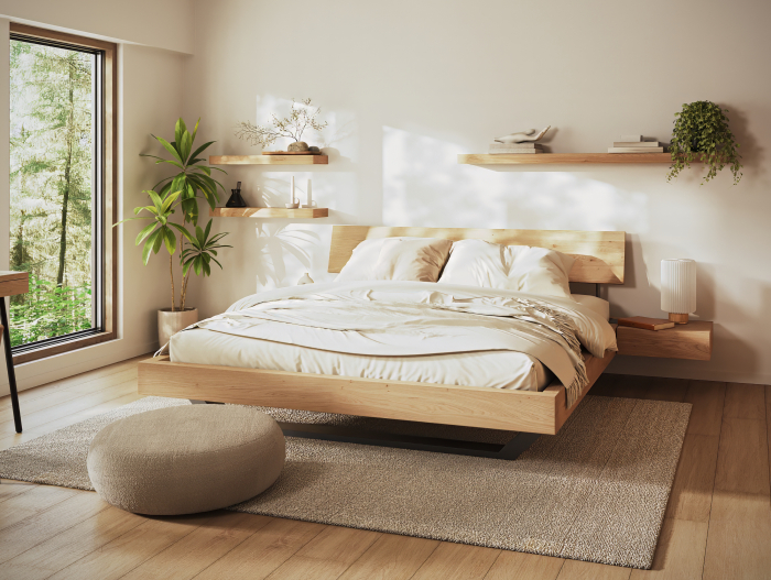 Polita de perete Wally 80cm, lemn masiv, multiple finisaje disponibile, stil minimalist [2]