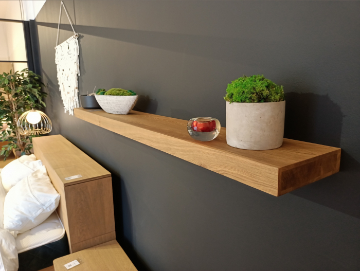 Polita de perete Wally 80cm, lemn masiv, multiple finisaje disponibile, stil minimalist [6]