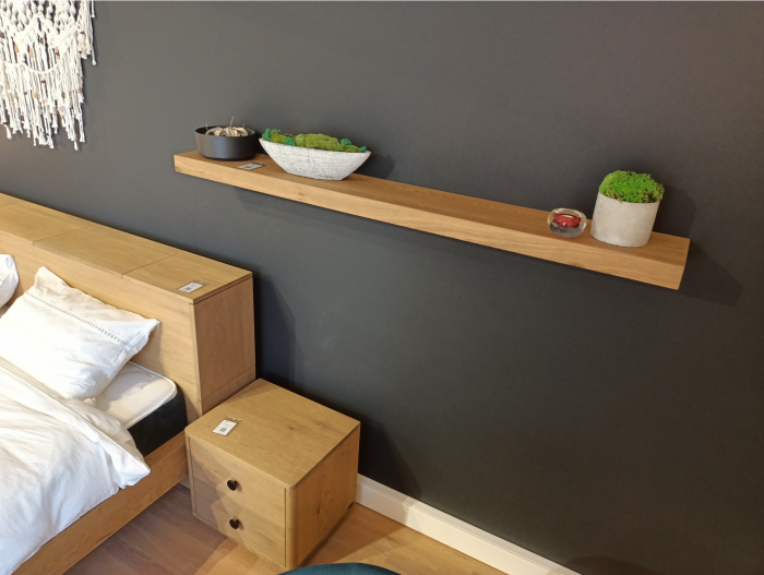 Polita de perete Wally 80cm, lemn masiv, multiple finisaje disponibile, stil minimalist [4]