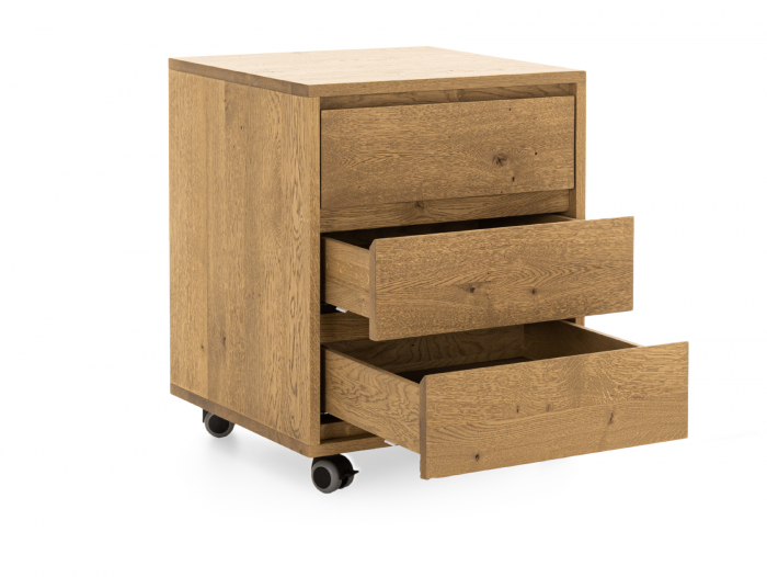 Rollbox 3 sertare Atlas, compatibil cu birourile Atlas, lemn de stejar, rotile tip castor, feronerie cu amortizare, multiple finisaje disponibile, stil minimalist [2]