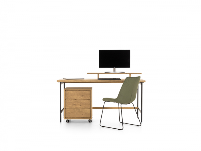 Rollbox 3 sertare Atlas, compatibil cu birourile Atlas, lemn de stejar, rotile tip castor, feronerie cu amortizare, multiple finisaje disponibile, stil minimalist [4]