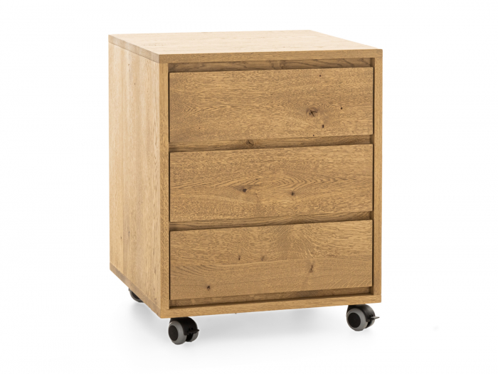 Rollbox 3 sertare Atlas, compatibil cu birourile Atlas, lemn de stejar, rotile tip castor, feronerie cu amortizare, multiple finisaje disponibile, stil minimalist [7]