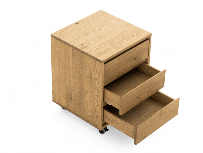 Rollbox 3 sertare Atlas, compatibil cu birourile Atlas, lemn de stejar, rotile tip castor, feronerie cu amortizare, multiple finisaje disponibile, stil minimalist [13]