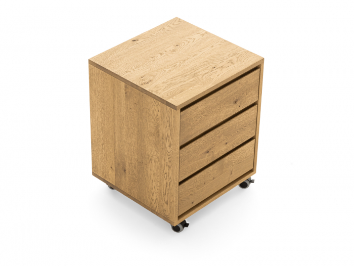 Rollbox 3 sertare Atlas, compatibil cu birourile Atlas, lemn de stejar, rotile tip castor, feronerie cu amortizare, multiple finisaje disponibile, stil minimalist [12]
