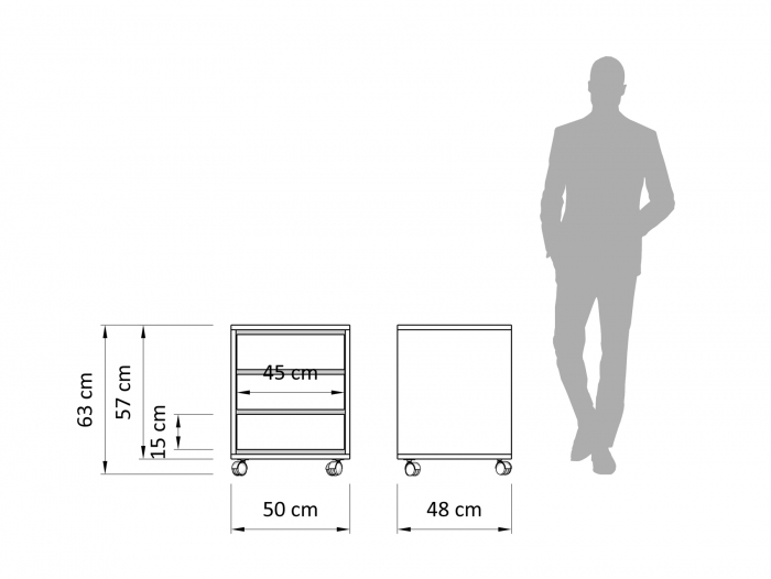 Rollbox 3 sertare Atlas, compatibil cu birourile Atlas, lemn de stejar, rotile tip castor, feronerie cu amortizare, multiple finisaje disponibile, stil minimalist [3]