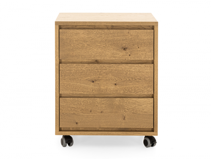 Rollbox 3 sertare Atlas, compatibil cu birourile Atlas, lemn de stejar, rotile tip castor, feronerie cu amortizare, multiple finisaje disponibile, stil minimalist [6]