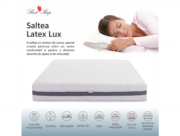 Saltea Latex Lux, H21cm, spume HR, cocos, latex natural, fermitate ridicata [2]