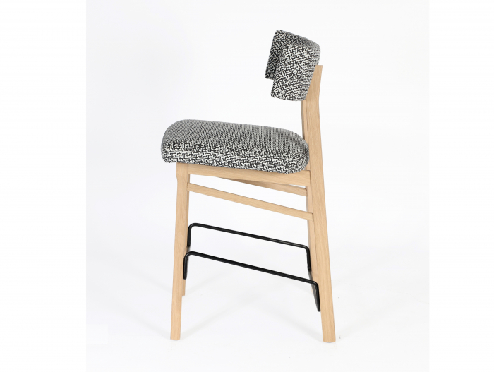 Scaun bar H65cm Chloe, tapitat, personalizabil, lemn masiv stejar, stil contemporan, tapiterie stofa sau piele [3]