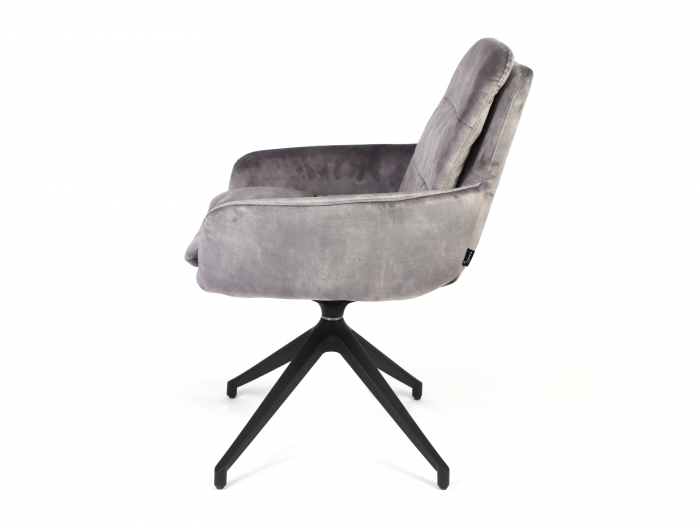 Scaun cu brate rotativ Johan Pro, tapitat, personalizabil, picioare metalice, scoica lemn masiv, stil contemporan, tapiterie stofa sau piele [2]