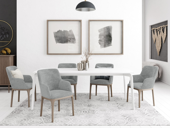 Scaun cu brate Movano, tapitat, personalizabil, picioare lemn masiv, scoica lemn masiv, stil contemporan, tapiterie stofa sau piele [2]